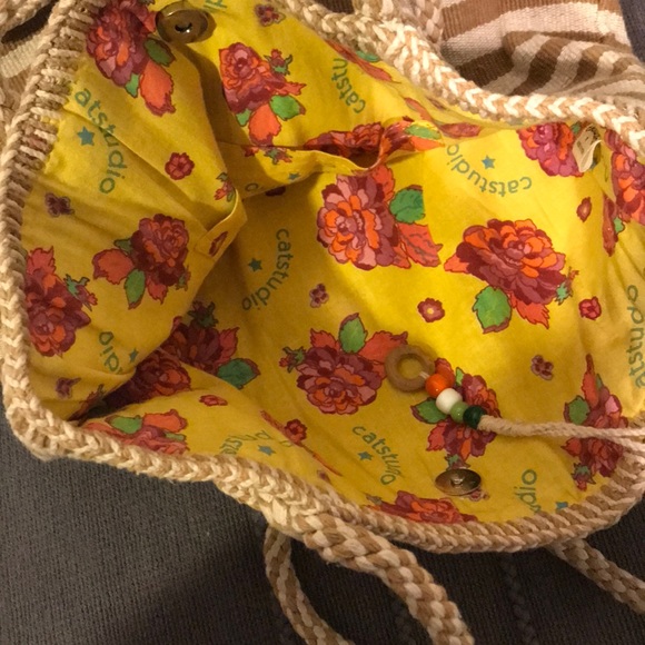 Catstudio, woven striped tan and cream bag - Picture 2 of 7